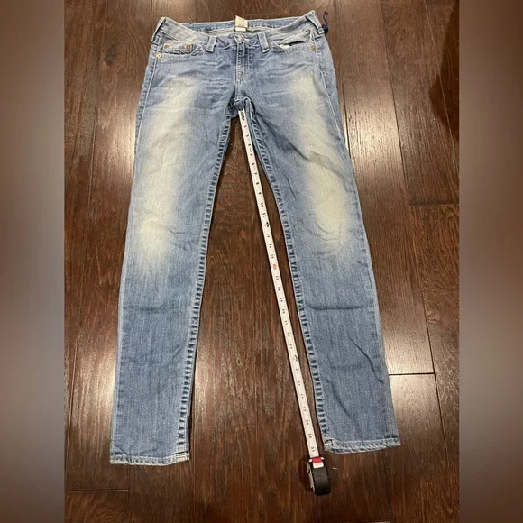 TRUE RELIGION Women Sequin Pocket Skinny  Light Denim Size 31  USA - Picture 5 of 7